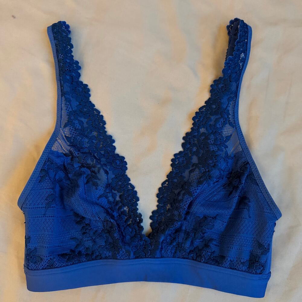 Wacoal Royal Blue, Lace Trim, Deep Plunge, Bralette- 34 - Picture 2 of 9